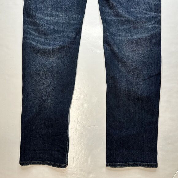 Uniqlo Straight Leg Jeans Mens 31 Denim Blue Jean Dark Wash Distressed - Picture 10 of 11